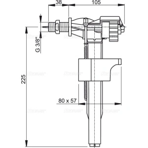 Robinet flotor WC cu plutitor plastic, alimentare laterală, pentru rezervor WC din ceramică A15 3/8 - Img 2