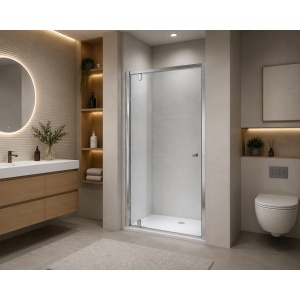 Ușă de nișă Optima Elegance 90 cm, sticlă securizată 6 mm, profil cromat, deschidere exterior, Nano Easy Clean - Img 2
