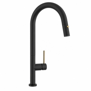 Baterie bucătărie extractabilă Optima Donna Black, cartuș ceramic, oțel inoxidabil, 2 funcții