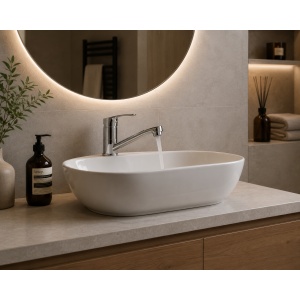 Baterie lavoar Optima Moka M, țeavă metalică 155 mm, cartuș ceramic 35 mm - Img 2
