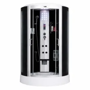 Cabină de duș cu hidromasaj Optima Siris 90x90 cm, radio FM, LED, scaun rabatabil, sticlă 5 mm, 220 cm înălțime
