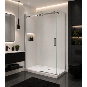 Cabină de duș culisantă Optima Majest Large L 120x80 cm, sticlă securizată 8 mm, profil cromat, Nano Easy Clean - Img 2
