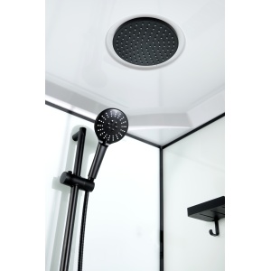 Cabină de duș Optima Maia Black, 80x80cm, profil negru mat, cap duș tavan, pătrată - Img 4