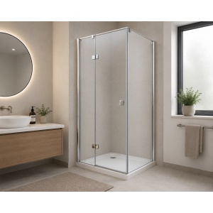 Cabină de duș pătrată Optima Chevalier 100x100 cm, sticlă securizată 6 mm, balamale Lift-Edge, profil cromat - Img 2