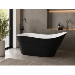 Cadă freestanding Optima Naya Black, 170x80x76cm, design slipper - Img 2
