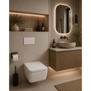 Clapetă de acționare WC Alca, alb mat, dublă comandă, profil ultra-subțire 5,5 mm - Img 2