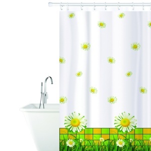 Perdea de duș antibacteriană Tatkraft Chamomile, impermeabilă, 180 x 180 cm