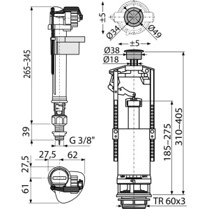 Set mecanism WC cu acţionare simplă SA2000S 3/8" CHROM - Img 2