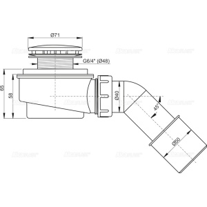 Sifon cădiță duș, înălțime redusă, dimensiune scurgere 50 mm, DN 50, capac Ø 71 mm, plastic, crom-lucios A471CR-50 - Img 2