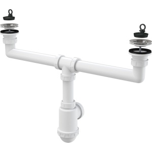 Sifon chiuvetă dublu cu sită din oţel inoxidabil DN 70 A449-DN50/40