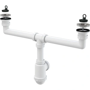 Sifon chiuvetă dublu cu sită din oţel inoxidabil DN 70 A449-DN50/40