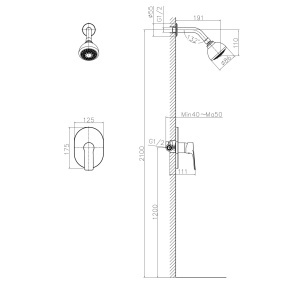 Sistem de duș îngropat Optima Onix Compact, cu baterie încastrată, cartuș ceramic Sedal Ø35 mm, aerator Neoperl, finisaj crom lucios - Img 2