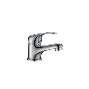 Baterie lavoar cu țeavă scurtă și ventil Optima Moka, cartuș ceramic XA1101 Ø35 mm, aerator economizor, finisaj crom lucios