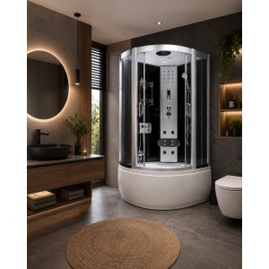 Cabină de duș cu hidromasaj Optima Elia 120x80 cm, radio FM, lumini LED, 8 duze, sticlă 5 mm, 220 cm înălțime - Img 2
