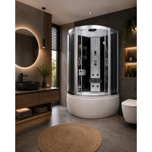 Cabină de duș cu hidromasaj Optima Elia 120x80 cm, radio FM, lumini LED, 8 duze, sticlă 5 mm, 220 cm înălțime - Img 2