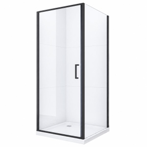 Cabină de duș pătrată Optima Urban Black 90x90 cm, sticlă securizată 6 mm, profil negru mat