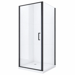 Cabină de duș pătrată Optima Urban Black 90x90 cm, sticlă securizată 6 mm, profil negru mat