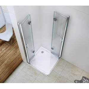 Cabină de duș pliabilă Optima Primavera 80x80 cm, sticlă securizată 6 mm, profil aluminiu cromat, Nano Easy Clean - Img 3