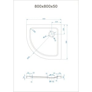 Cădiță duș Optima Semi-R 80x80 cm, montaj pe pardoseală, semirotundă, fibră de sticlă + ABS, sifon inclus 90 mm - Img 3