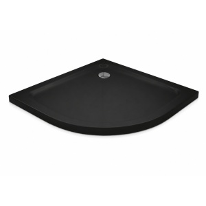 Cădiță duș Optima Semi-R 90x90 cm, neagră, semirotundă, fibră de sticlă + ABS, montaj pe pardoseală, sifon inclus 90 mm