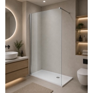 Paravan de duș walk-in Optima Nobless 140x200 cm, sticlă securizată 8 mm, profil aluminiu cromat - Img 2
