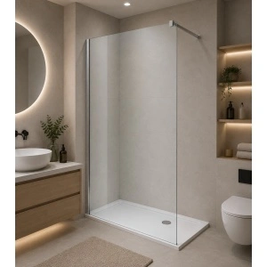 Paravan de duș walk-in Optima Nobless 140x200 cm, sticlă securizată 8 mm, profil aluminiu cromat - Img 2