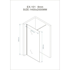 Paravan de duș walk-in Optima Nobless 140x200 cm, sticlă securizată 8 mm, profil aluminiu cromat - Img 6