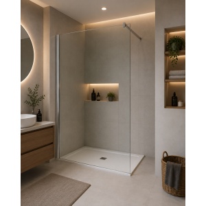 Paravan de duș walk-in Optima Nobless Eco 90x200 cm, sticlă securizată 6 mm, profil aluminiu cromat - Img 2