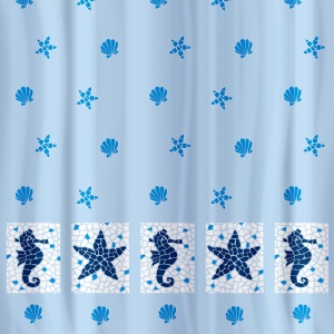 Perdea de duș antibacteriană Tatkraft Marine Motifs, impermeabilă, 180 x 180 cm - Img 2