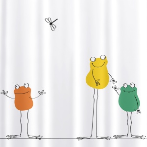 Perdea de duș Tatkraft Funny Frogs, antibacteriană, impermeabilă, 180 x 180 cm - Img 3