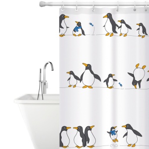 Perdea de duș Tatkraft Penguins, antibacteriană, impermeabilă, 180 x 180 cm