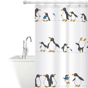 Perdea de duș Tatkraft Penguins, antibacteriană, impermeabilă, 180 x 180 cm
