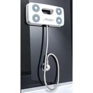 Cabină de duș cu hidromasaj Optima Elia 120x80 cm, radio FM, lumini LED, 8 duze, sticlă 5 mm, 220 cm înălțime - Img 4