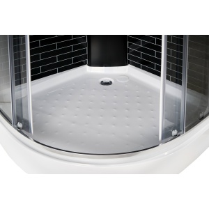 Cabină de duș Optima Ceres Silver, 90x90x215cm, semirotundă, interior negru - Img 5