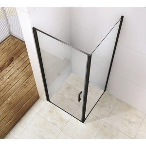 Cabină de duș pătrată Optima Urban Black 90x90 cm, sticlă securizată 6 mm, profil negru mat - Img 3
