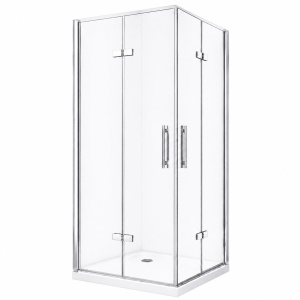 Cabină de duș pliabilă Optima Primavera 90x90 cm, sticlă securizată 6 mm, profil aluminiu cromat, Nano Easy Clean