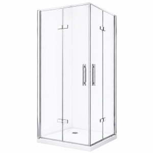 Cabină de duș pliabilă Optima Primavera 90x90 cm, sticlă securizată 6 mm, profil aluminiu cromat, Nano Easy Clean