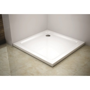 Cădiță duș Optima Square 100x100 cm, albă, pătrată, fibră de sticlă + ABS, montaj pe pardoseală, sifon inclus 90 mm - Img 2