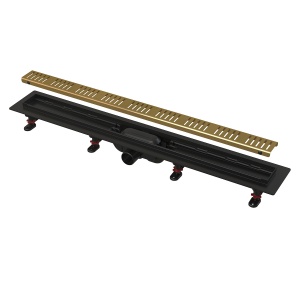 Canal de scurgere Alca APZ10BLACK BRASS 550mm, negru cu grătar auriu