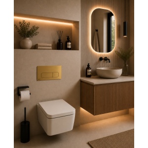 Clapetă WC Alca Moon din alamă, acționare dublă, finisaj anti-amprentă și design premium. Compatibilă cu toate rezervoarele Alca încastrate. - Img 2