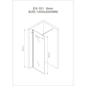 Paravan de duș walk-in Optima Nobless Black 120x200 cm, sticlă securizată 8 mm, profil aluminiu negru mat - Img 6