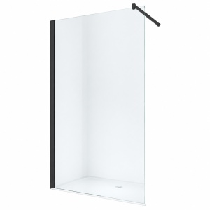 Paravan de duș walk-in Optima Nobless Black 90x200 cm, sticlă securizată 6 mm, profil aluminiu negru mat