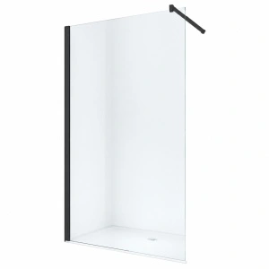 Paravan de duș walk-in Optima Nobless Black 90x200 cm, sticlă securizată 6 mm, profil aluminiu negru mat