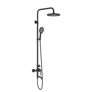 Set duș dual Optima Noa, negru mat, baterie inclusă, cap duș 200mm