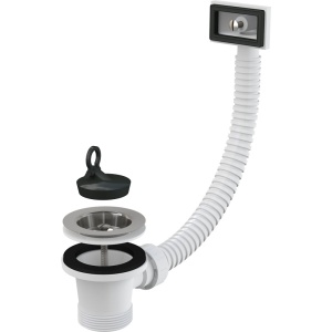 Ventil chiuvetă 6/4" cu sită din oţel inoxidabil DN 70 şi preaplin flexibil A331