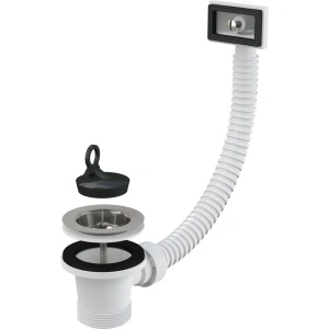Ventil chiuvetă 6/4" cu sită din oţel inoxidabil DN 70 şi preaplin flexibil A331