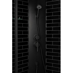 Cabină de duș Optima Ceres Black, 90x90x215cm, semirotundă, profil negru - Img 3