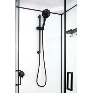 Cabină de duș Optima Maia Black, 100x100cm, profil negru mat, cap duș tavan, pătrată - Img 3