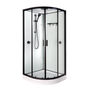Cabină de duș Optima Maia Black semirotundă, 80x80cm, profil negru mat