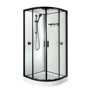 Cabină de duș Optima Maia Black semirotundă, 80x80cm, profil negru mat